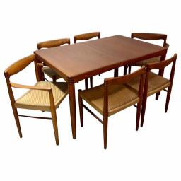 Set of 6 Dining Chairs and Dining Table in Teak by H.W. Klein and Bramin, 1960s
