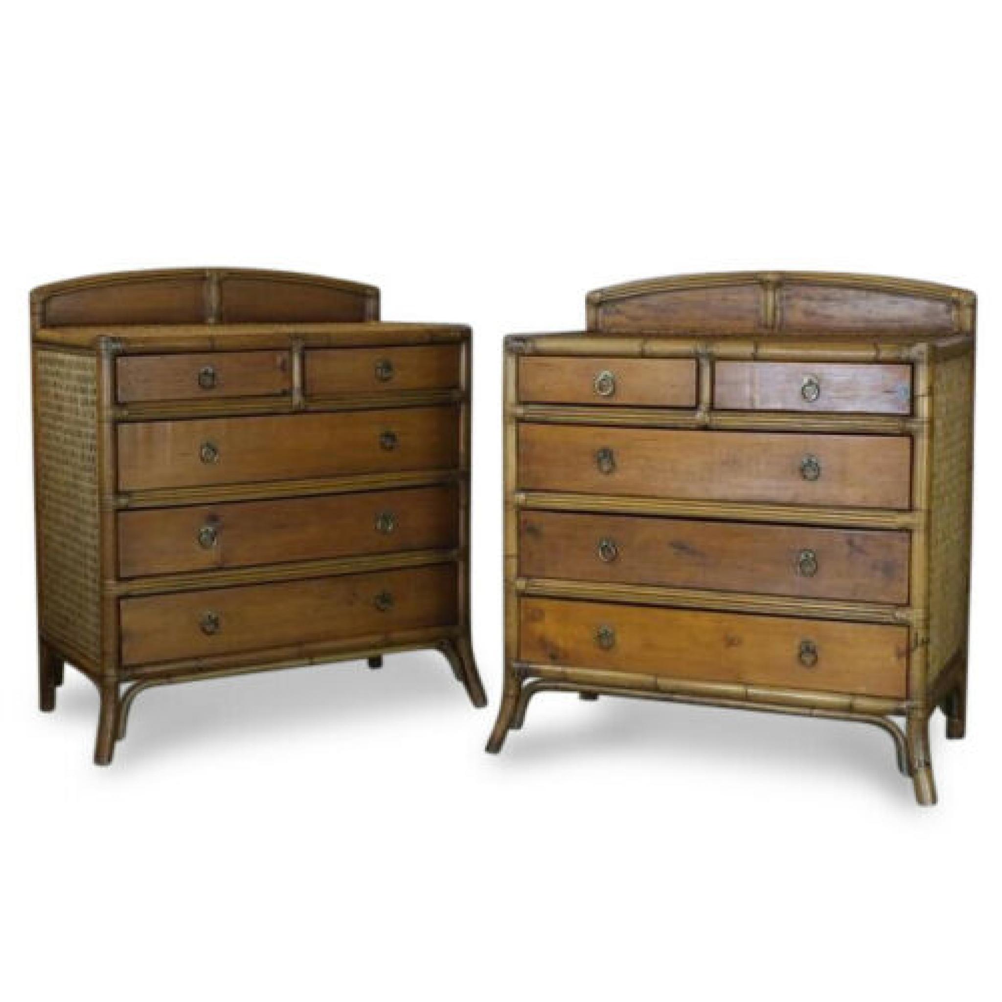 Vintage Bamboo bedroom set pair of chest of drawers bedside cupboards