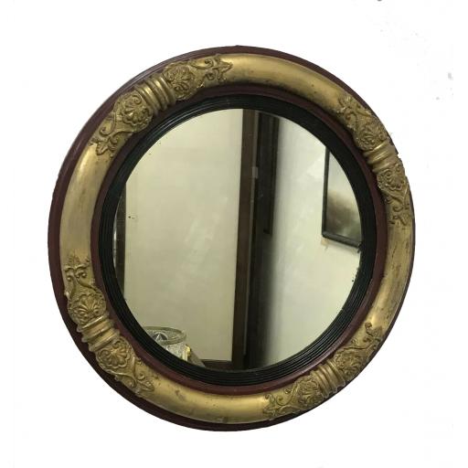 Antique Regency Circular Wall Mirror With Ornate Gold Gilt Frame Antique