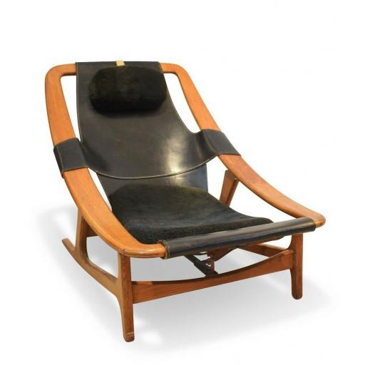 Arne Tidemand Ruud for ISA 'Holmkollen' Lounge Chair in Black Leather