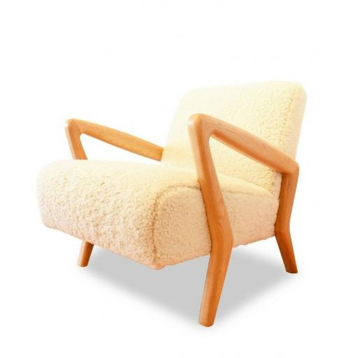 Scandi Sheepskin and Oak Lounge Chair