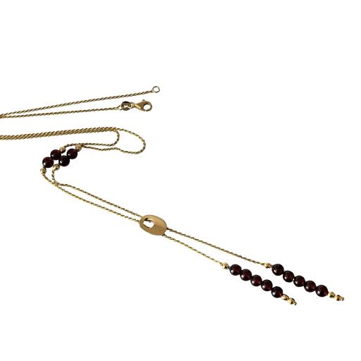 18ct 750 Gold Lariat Design Beaded Necklace