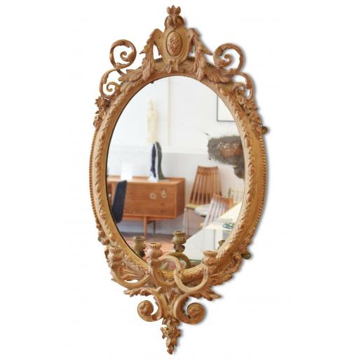 19th Century French oval Mirror candle sconces
