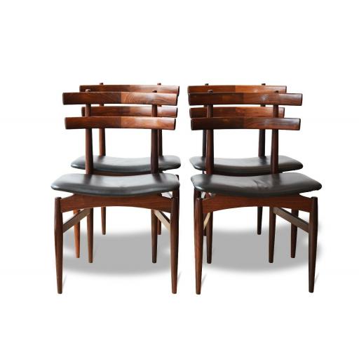 Set of 4 Mid Century Danish Poul Hundevad Model 30 Rosewood Dining Chairs