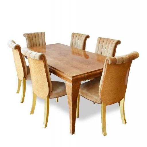 Art Deco 1920s French Dining Set Table and Six Chairs
