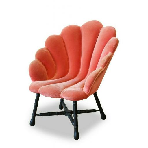 Art Deco Shell Armchair in Pink Cotton Velvet - SOLD
