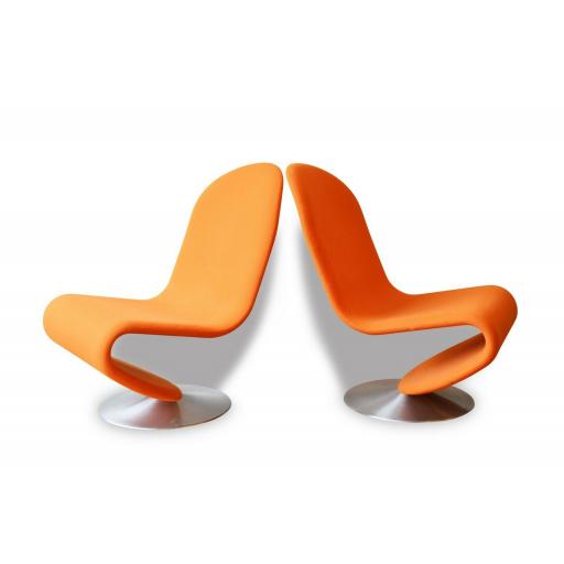 Pair of 1970s Orange Verner Panton Chairs