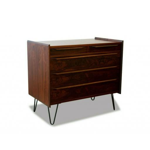 1960s Rosewood Danish Chest of Drawers set upon Modern Hair Pin Legs - SOLD