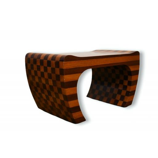 1980s Amazonian Checkered Foot Stool in Madeiras Wood