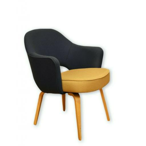 Eero Saarinen Conference Chair in Navy and Beige Wool for Vitra - SOLD