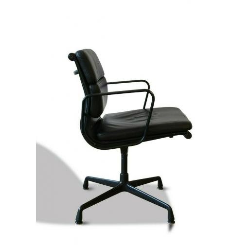 Eames Model EA208 soft pad chairs for Vitra c.1980s /1990s in black leather - SOLD