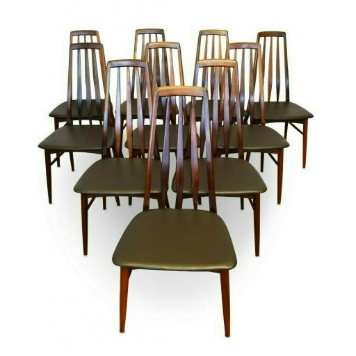 1960s Set Of 10 Danish Rosewood Eva Chairs By Niels Koefoed For Koefoed Hornslet - SOLD