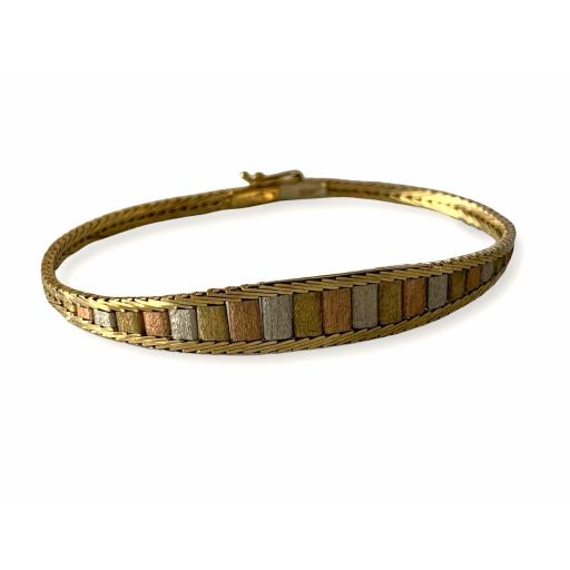 9ct 375 Gold Vintage Trio Colour Bracelet