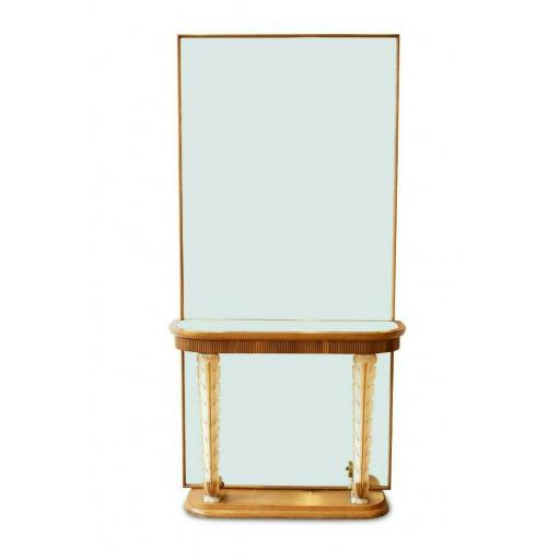 1950s Italian Walnut Mirror hall stand with Original Glass in an Art Deco style