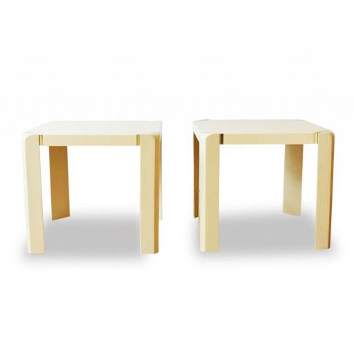 1970s Pair of Cream Lacquered and Gilt Side Tables by Pierre Cardin