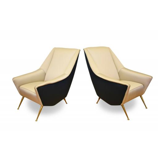 1950s Italian Pair of Silk Armchairs by I.S.A attributed to Gio Ponti
