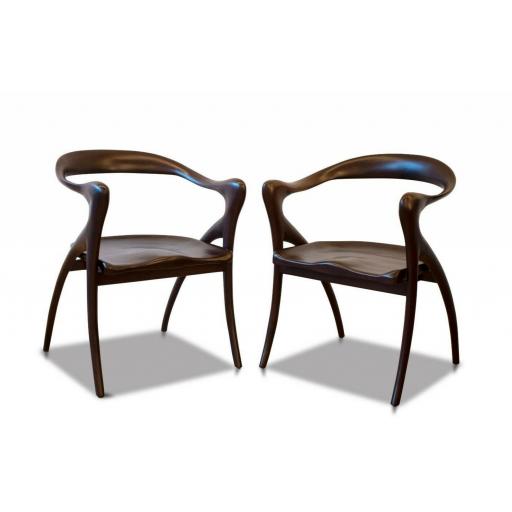 Pair of Large Mahogany Armchairs Model Ode A La Femme by Olivier De Schrijver - SOLD