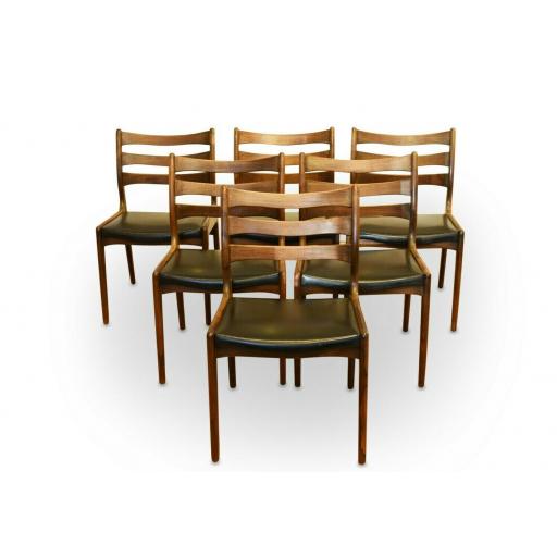 1960s Danish Set of 6 Erik Buch Rosewood Dining Chairs