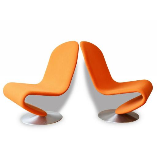 Pair of 1970s Orange Verner Panton 'System 1-2-3' Chairs