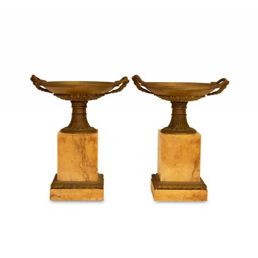 19th Century Pair of Grand Tour Marble and Brass Tazzas c.1850-1860