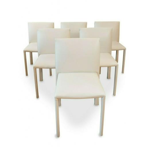 Set of 6 Italian Minotti Model "Roma" Leather Dining Chairs
