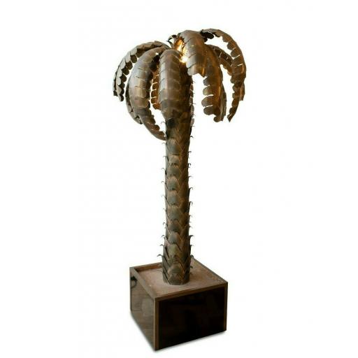 1970s French Hollywood Regency Style Brass Palm Tree Floor Lamp by Maison Jansen