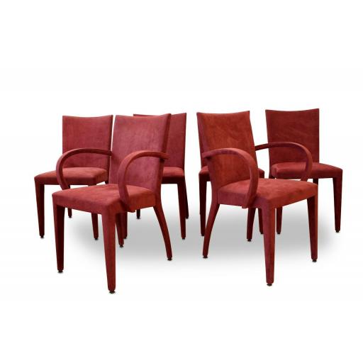 Set of 6 Roche Bobois Red Suede Dining Chairs - SOLD