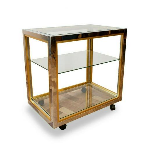 1970s Italian Chrome and Brass Drinks Trolley / shelving