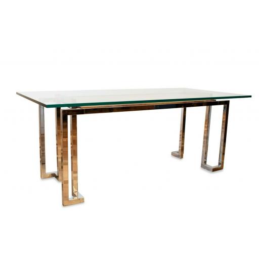 1970s Chrome, Glass and Rattan Desk by Pieff Lisse from the Mandarin Collection