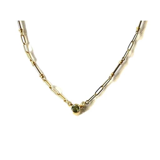 18ct Gold Pieridot & Diamond Necklace