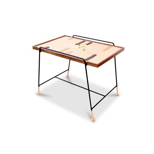 Small Leather and Walnut Reversible Games Table