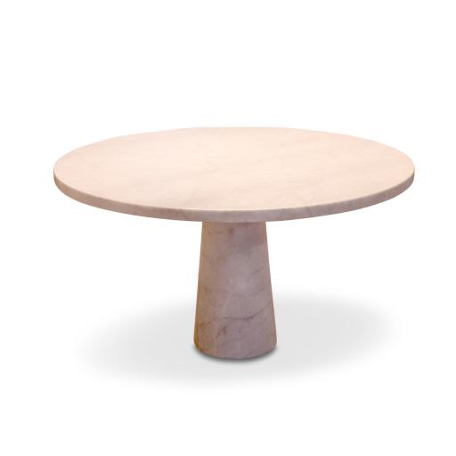 Carrara marble round dining / centre table in the manner of Angelo Mangiarotti