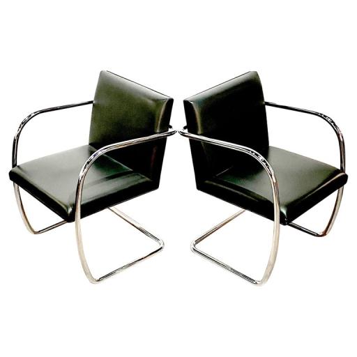 Pair of Mies Van Der Rohe for Knoll International Brno Chairs, Tubular Steel - SOLD