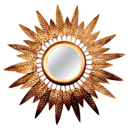 Contemporary Handmade Sunburst Mirror, Limited Edition, Hand Beaten Gilded Leaf