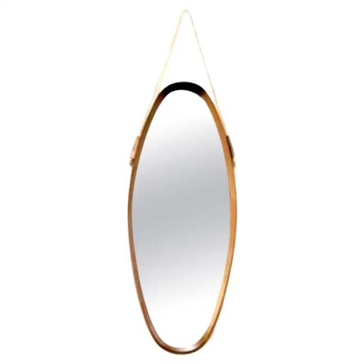 Danish 1970's Oval mirror with Rope Handle