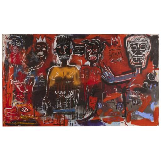 Painting in the manner of Jean-Michel Basquiat on canvas by David Henty