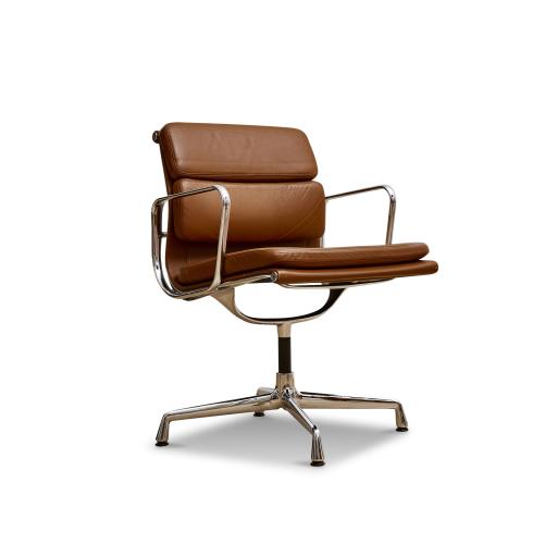 Charles and Ray Eames EA 208 Brown Leather Soft Pad Office Chair by Vitra