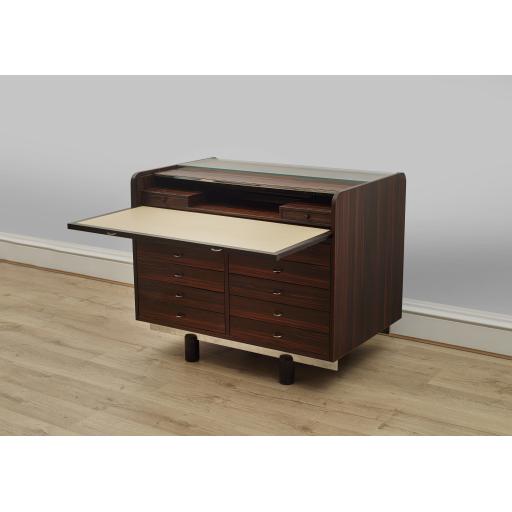 Rosewood Rolltop Desk, Storage Cabinet by Gianfranco Frattini 1960s
