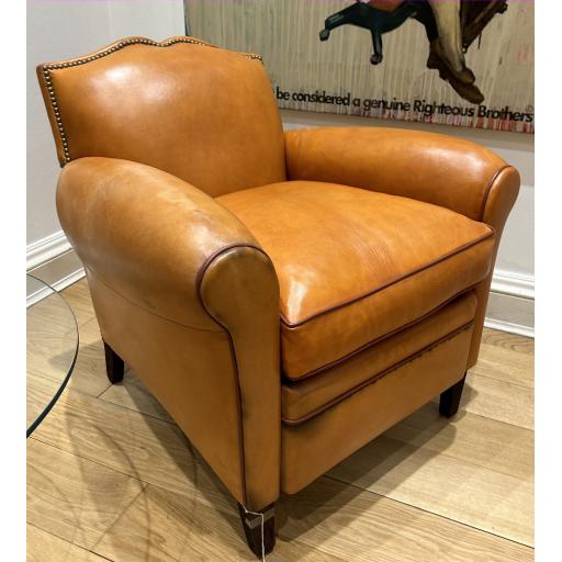 Tan Leather Chair With Stud & Cow Hide Detailing