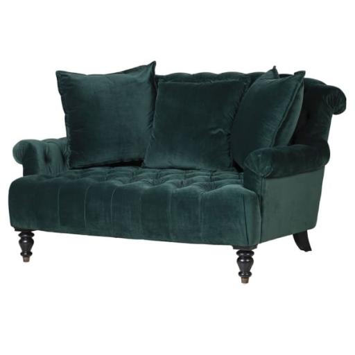 Deep Green Buttoned Velvet 2 Seater Sofa