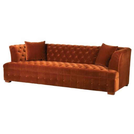 Rust Orange Buttoned Sofa