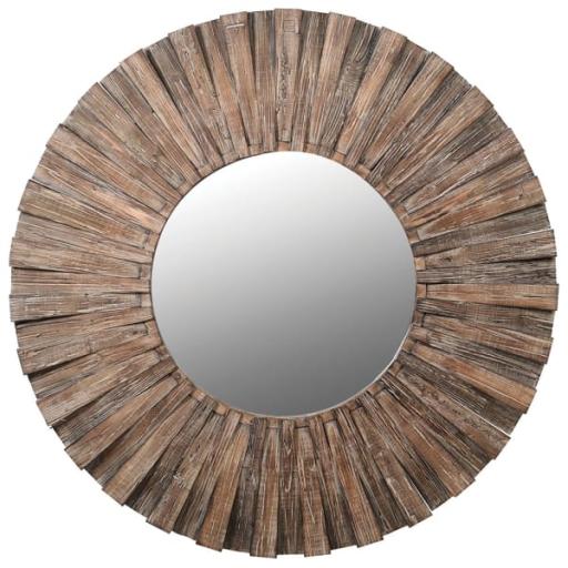 Dahlia Fir Wood Round Mirror