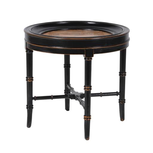 Grand Tour Black and Natural Round Side Table