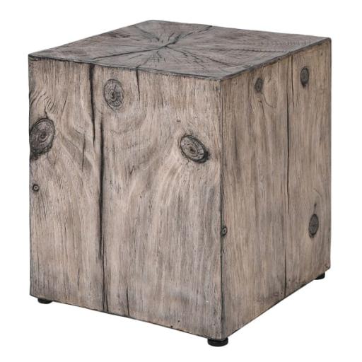 Light Brown Wood Effect Cube Eco Stool