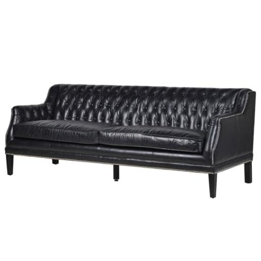 Saville Black Buttoned Sofa