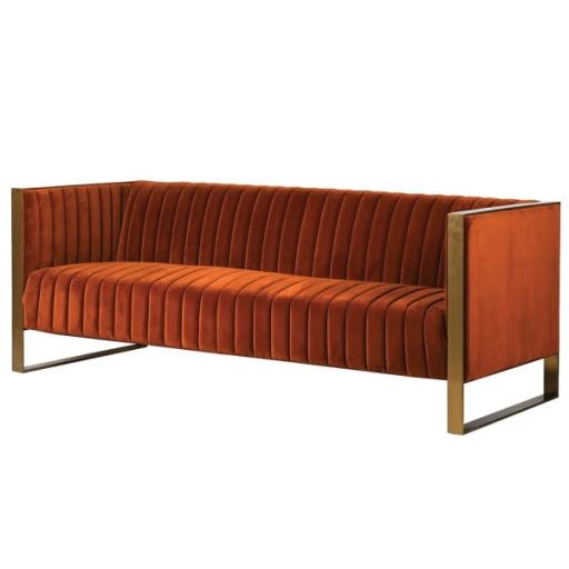Manhattan Burnt Orange Ribbed 3 Seater Sofa