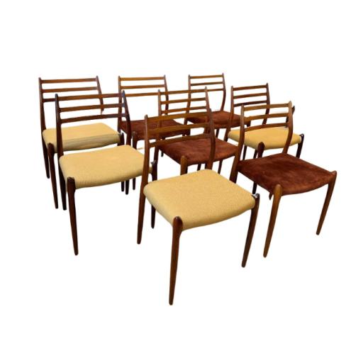 Set Of 8 Danish Dining Chairs by Niels Otto Møller, 1950's