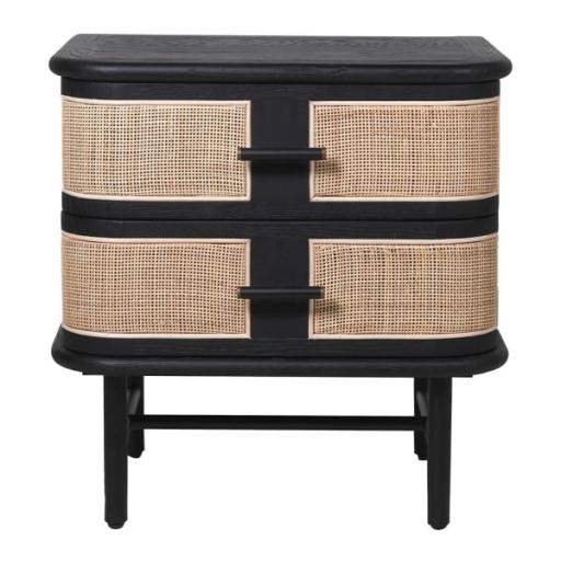 Remy Rattan & Ebonised Bedside Table