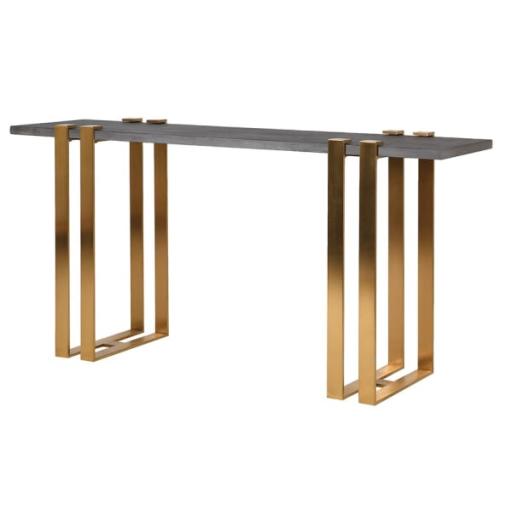 Concrete Console Table With Brushed Gold Frame.