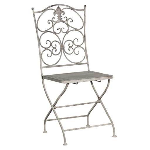 Traditional Grey-wash Metal Folding Chair